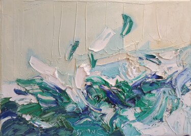 cromatico mare (Christmas promo) Painting titled "cromatico mare (Chr…" by Domenico Asmone, Original Artwork, Oil Mounted on Wood Stretcher frame