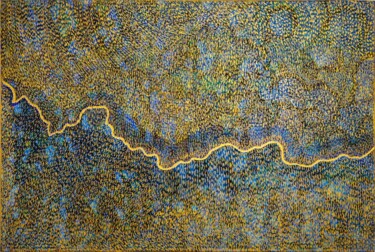 绘画 标题为“The limne of gold” 由Martina Dupont, 原创艺术品, 丙烯 安装在木质担架架上
