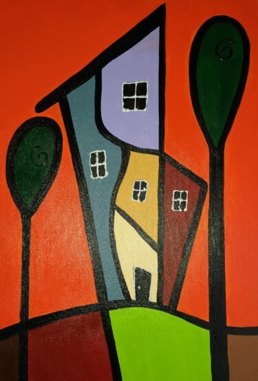 Painting titled "Casinha I" by Marly Genuino, Original Artwork, Acrylic