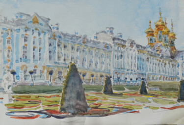 Catherine Palace in Tsarskoye Selo Painting titled "Catherine Palace in…" by Hennadii Volokitin, Original Artwork, Watercolor