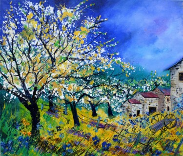 Peinture intitulée "Spring in my countr…" par Pol Ledent, Œuvre d'art originale, Huile Monté sur Châssis en bois