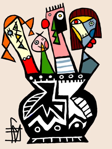 数字艺术 标题为“bouquet familial” 由Franck Vidal, 原创艺术品, 数字油画