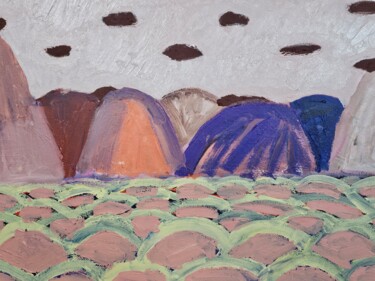 Painting titled "Paysage marrain" by Régis Duprat, Original Artwork, Acrylic Mounted on Wood Stretcher frame