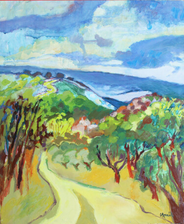 Painting titled "Paysage n°320" by Sylvie Boudet, Original Artwork, Oil