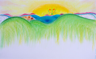 Tekening getiteld "Au cœur de l’univers" door Anne Laure Klein, Origineel Kunstwerk, Pastel