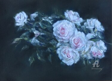Roses on black Disegno intitolato "Roses on black" da Irene_art, Opera d'arte originale, Pastello