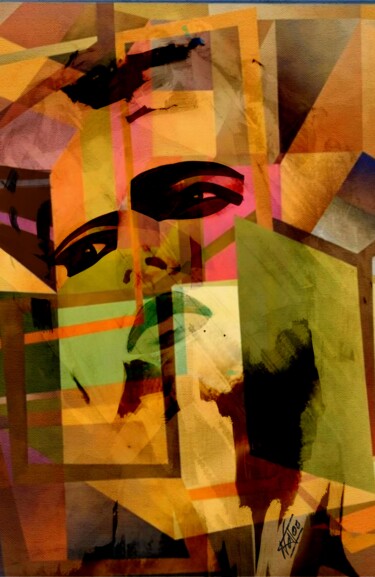 Digital Arts titled "Yana" by Natoo, Original Artwork, Digital Painting Mounted on Aluminium