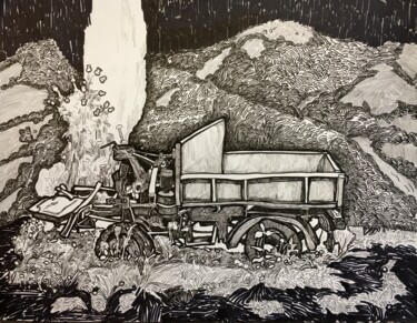 图画 标题为“''Old car''” 由Raffi Ghazaryan, 原创艺术品, 中性笔