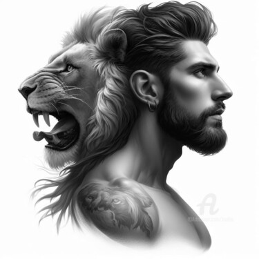 数字艺术 标题为“Le lion de l'homme” 由Tsuiho, 原创艺术品, AI生成的图像