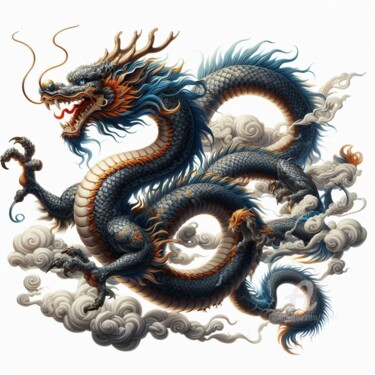 数字艺术 标题为“Le dieu dragon de l…” 由Tsuiho, 原创艺术品, AI生成的图像