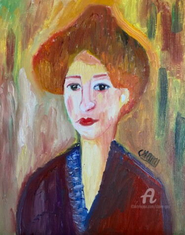 Peinture intitulée ""Rosa Meissner"" par Claire Marie Gay, Œuvre d'art originale, Huile Monté sur Panneau de bois
