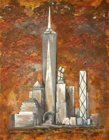 제목이 "New York skyline,…"인 미술작품 Ulrich Wandelt로, 원작, 기름