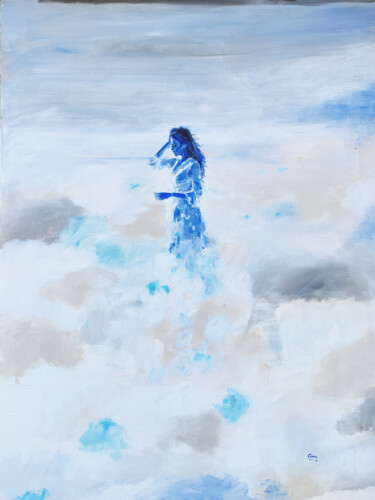 Painting titled "Through the sky" by Oscar Alvarez, Original Artwork, Acrylic