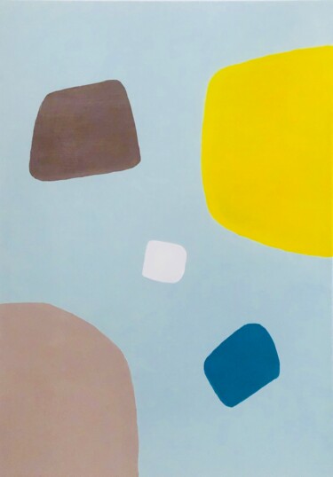 Painting titled ""Hawaien bleu"" by Giulia Simeone, Original Artwork, Acrylic Mounted on Wood Stretcher frame