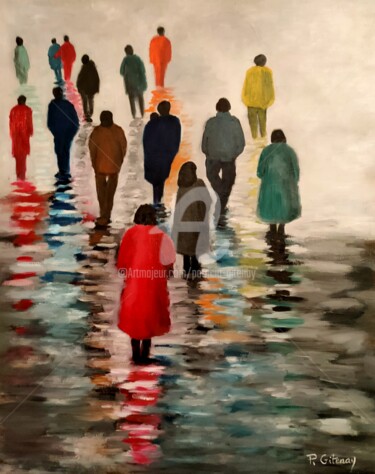 Peinture intitulée "Solitudes" par Patricia Gitenay, Œuvre d'art originale, Huile Monté sur Châssis en bois