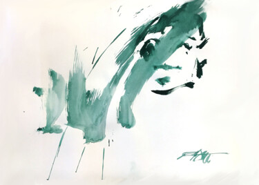 N°910 Portrait à la louche Peinture intitulée "N°910 Portrait à la…" par Alexandre Dumitrescu, Œuvre d'art originale, Aquarelle