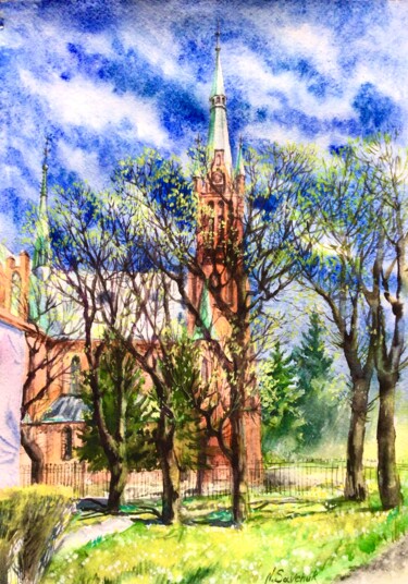 绘画 标题为“Roman Catholic Chur…” 由Nataliia Savchuk, 原创艺术品, 水彩