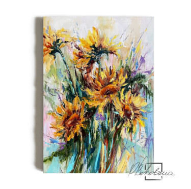 绘画 标题为“Sunny flowers #2” 由Olga Beketova, 原创艺术品, 油 安装在木质担架架上