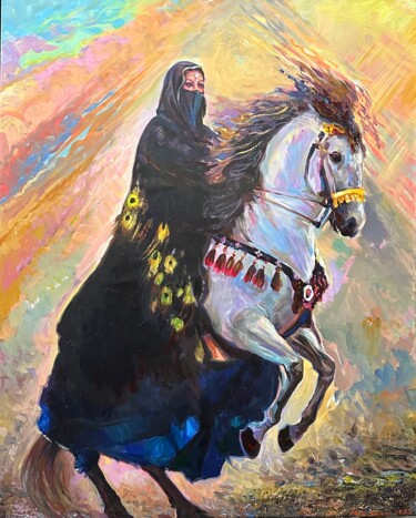 绘画 标题为“Arab woman on horse…” 由Alex Loreci, 原创艺术品, 丙烯