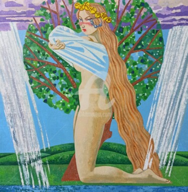 Painting titled "Spring Waters" by Andrey Simakov, Original Artwork, Oil