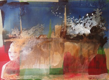 Le voyage - II - Paysage expressionniste poétique 绘画 标题为“Le voyage - II - Pa…” 由Clau Redier-Clément, 原创艺术品, 墨