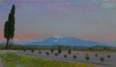 Painting titled "4442, Ventoux et cy…" by Aupalt, Original Artwork, Oil Mounted on Wood Panel