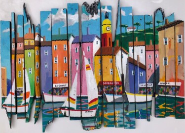 Peinture intitulée "vue st tropez" par Esteves Brito, Œuvre d'art originale, Acrylique
