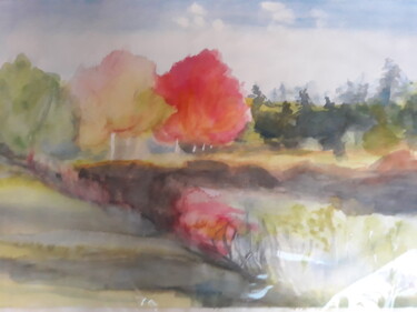Malerei mit dem Titel "ARBRE ORANGE" von Mathilde Groult, Original-Kunstwerk, Aquarell