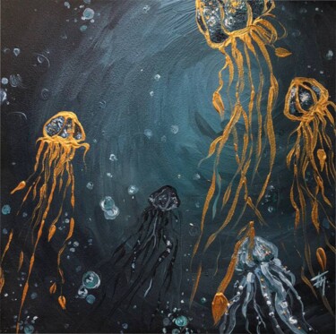 Painting titled "Подводный мир" by Olha Bozhko, Original Artwork, Oil
