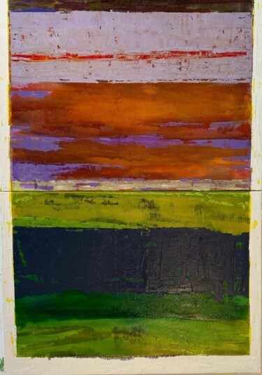 Ζωγραφική με τίτλο "horizon distendu 5" από Fabrice Janvier, Αυθεντικά έργα τέχνης, Λάδι