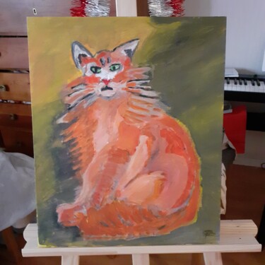 Painting titled "chat roux" by Alexandra Pilleux (De Montbrial), Original Artwork, Acrylic