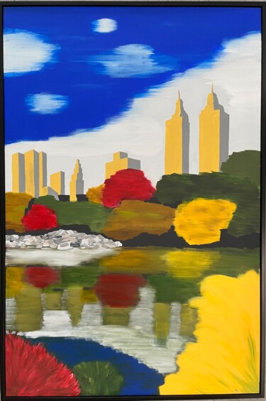 New-York depuis Central Park Painting titled "New-York depuis Cen…" by Anna D., Original Artwork, Acrylic Mounted on Wood Stretcher frame