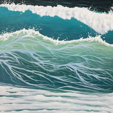 Pintura titulada "Vagues majestueuses" por Fineartbygh, Obra de arte original, Acrílico Montado en Bastidor de camilla de ma…