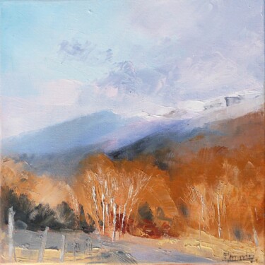 Malerei mit dem Titel "Première neige au C…" von Eve Hernandez, Original-Kunstwerk, Öl