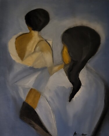 Peinture intitulée "La mère et l'enfant" par Annie Vivies, Œuvre d'art originale, Huile