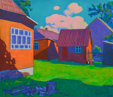 绘画 标题为“In the courtyard” 由Mykola Kozlovskyi, 原创艺术品, 丙烯