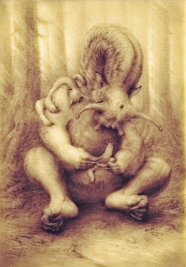 "Big Mama" ビッグママ Disegno intitolato ""Big Mama" ビッグママ" da Maksym Lazariev, Opera d'arte originale, Matita