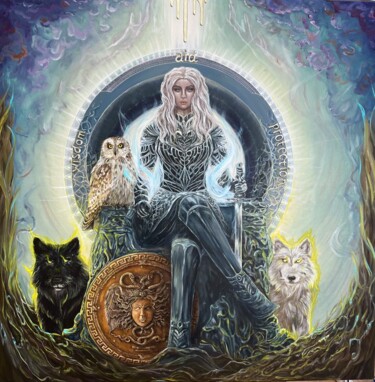 Painting titled "«Goddess of Wisdom…" by Elena Iustus, Original Artwork, Oil