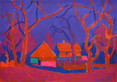 绘画 标题为“Red evening” 由Mykola Kozlovskyi, 原创艺术品, 丙烯
