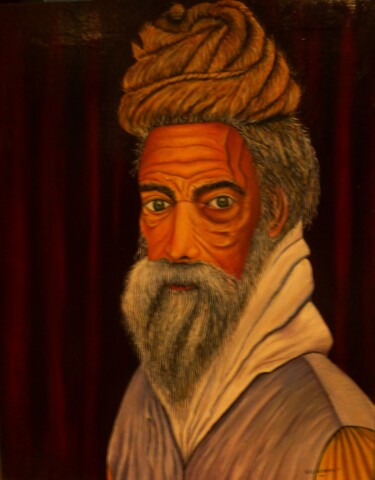 Painting titled "REFLEXION" by Pascal Ricochon, Original Artwork, Oil