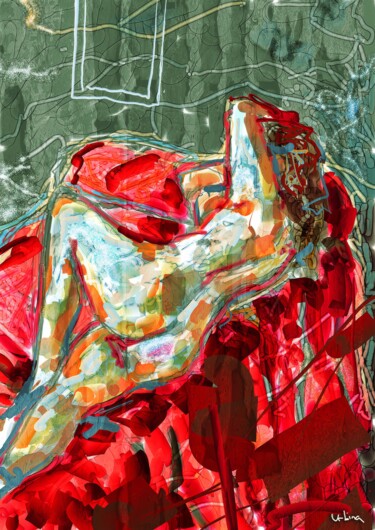 数字艺术 标题为“Mujer tumbada sobre…” 由Iñigo Urbina, 原创艺术品, 数字油画