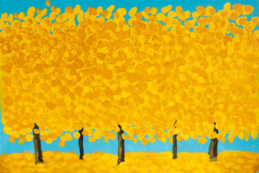 Yellow trees 3 Peinture intitulée "Yellow trees 3" par Irina Afonskaya, Œuvre d'art originale, Acrylique