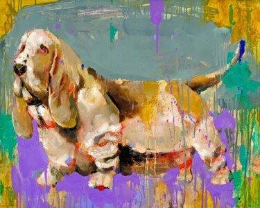 绘画 标题为“Basset” 由Thekairos, 原创艺术品, 油