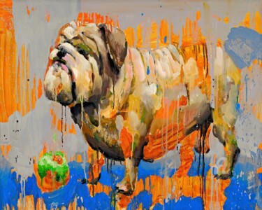 Schilderij getiteld "Adam 04 bulldog" door Thekairos, Origineel Kunstwerk, Olie