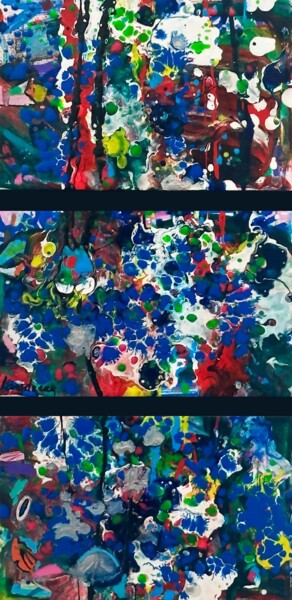 Malerei mit dem Titel "Triptyque d'été" von Gilles Landreau, Original-Kunstwerk, Acryl