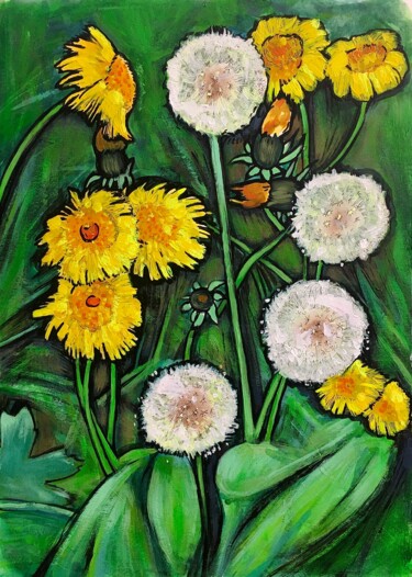 Painting titled "''Dandelions''*" by Raffi Ghazaryan, Original Artwork, Acrylic