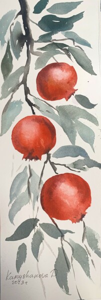 A branch with pomegranates 1 绘画 标题为“A branch with pomeg…” 由Daria Kamishanova, 原创艺术品, 水彩