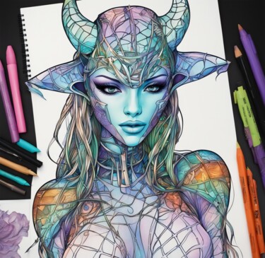 Digital Arts titled "Croquis de fantaisie" by Tsuiho, Original Artwork, AI generated image