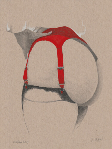 Tekening getiteld ""Rred Nr. 28 (21:56…" door Walter Roos, Origineel Kunstwerk, Potlood