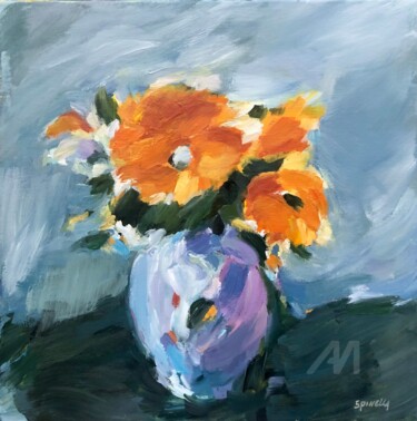 绘画 标题为“Bouquet orange” 由Johanne Spinella, 原创艺术品, 丙烯